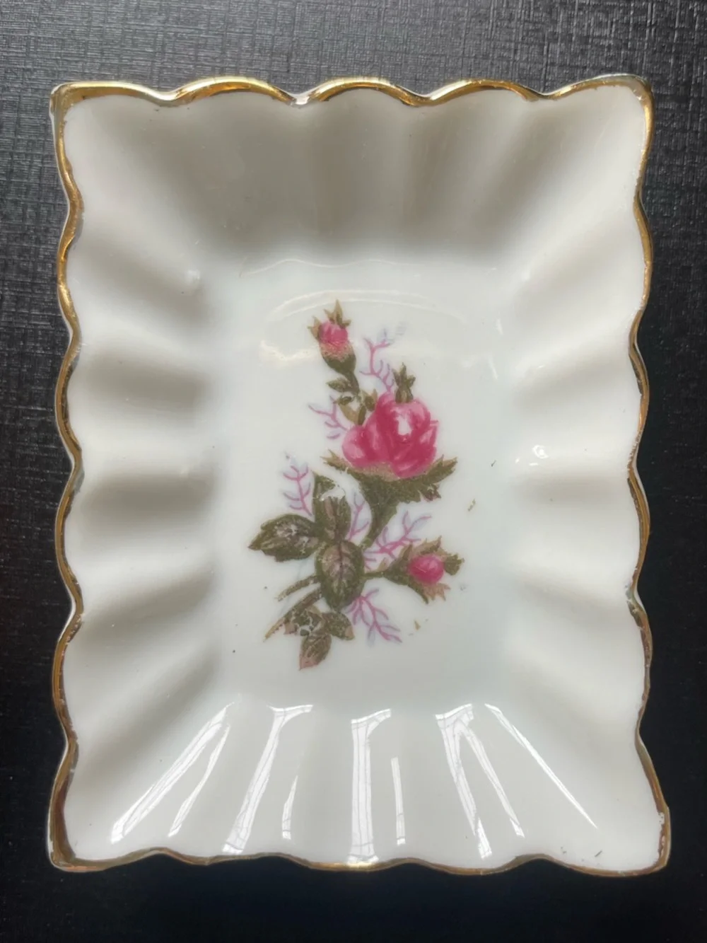 Vtg Porcelain Floral Trinket Dishes & Box Del Coronado Nasco Japan Moss Rose